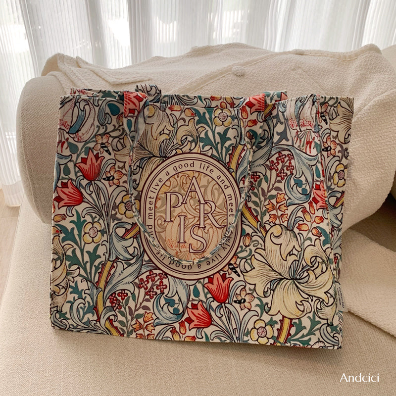 Windy Honolulu Canvas Tote Bag with Zip - Andcici