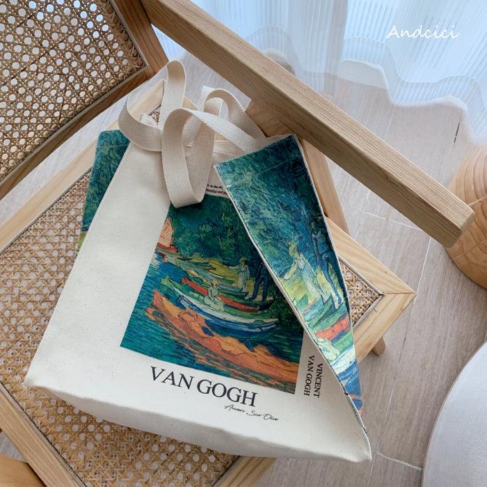 Vincent Van Gogh Bank of the Oise at Auvers, 1890 Canvas Tote Bag with Zip - Andcici