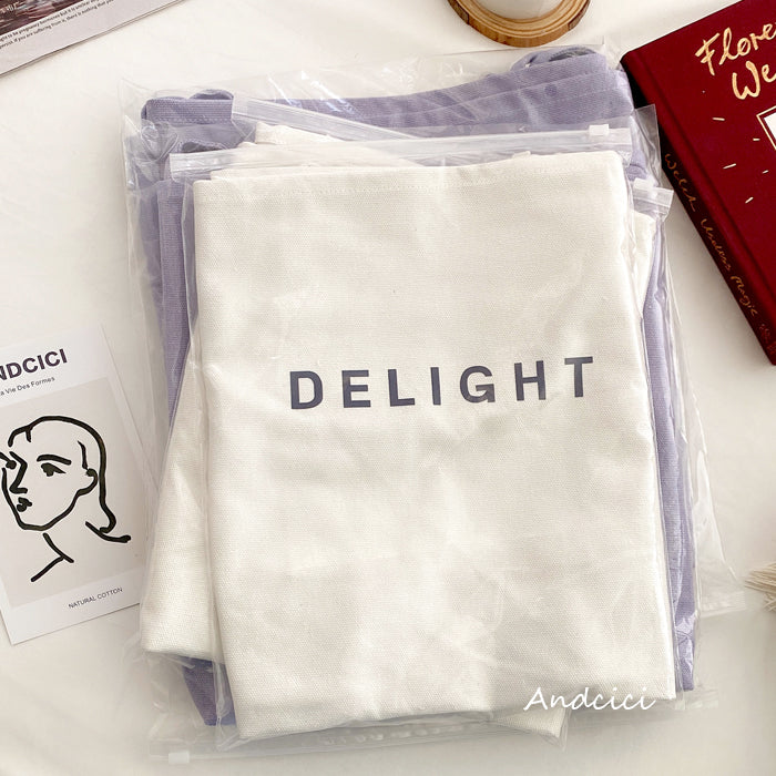 DELIGHT Canvas Tote Bag with Inner Zipped Pocket - Andcici