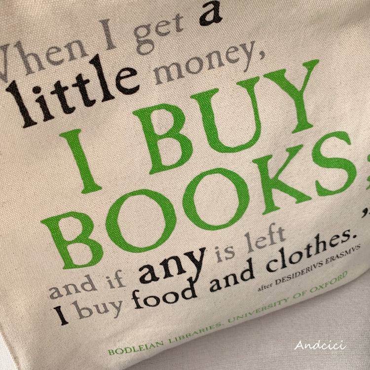 I Buy Books Canvas Tote Bag with Zip - Andcici
