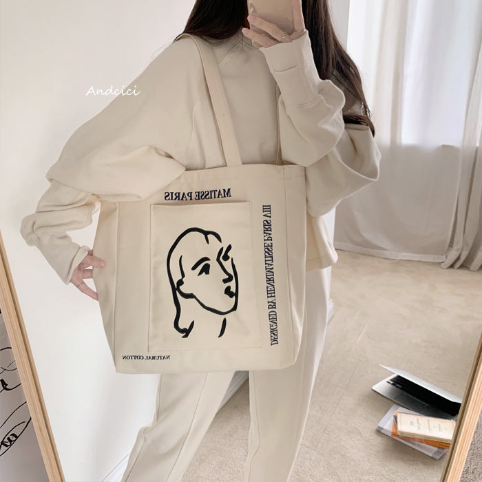 Henri Matisse Nadia au cheveux lisse, 1948 Canvas Tote Bag with Zip - Andcici