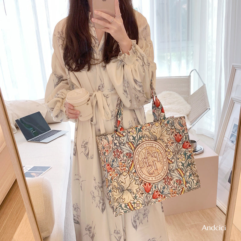 Windy Honolulu Canvas Tote Bag with Zip - Andcici