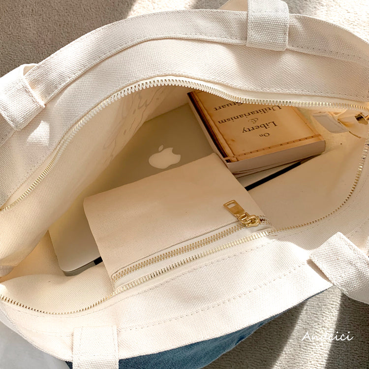 No Art Today Rabbit Canvas Tote Bag with Zip - Andcici