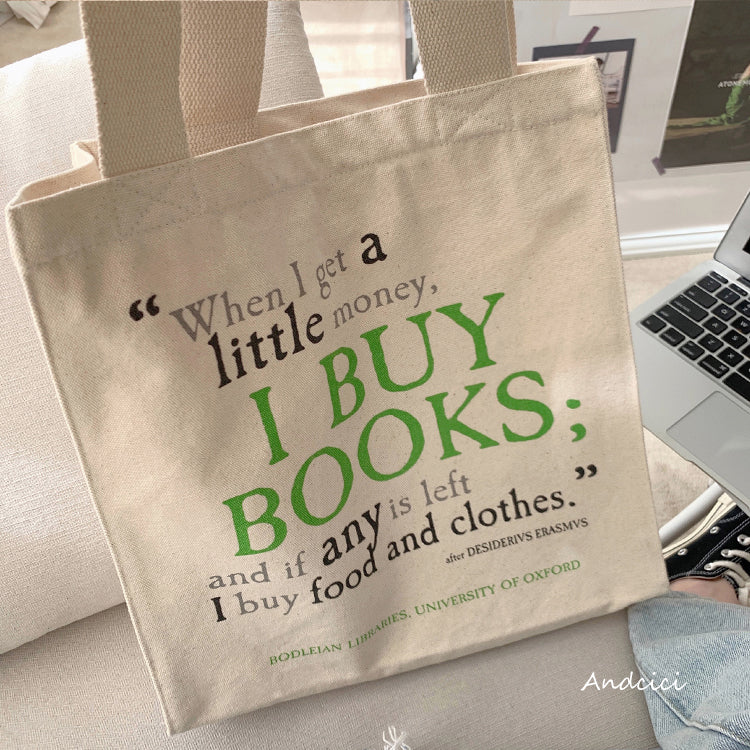 I Buy Books Canvas Tote Bag with Zip - Andcici