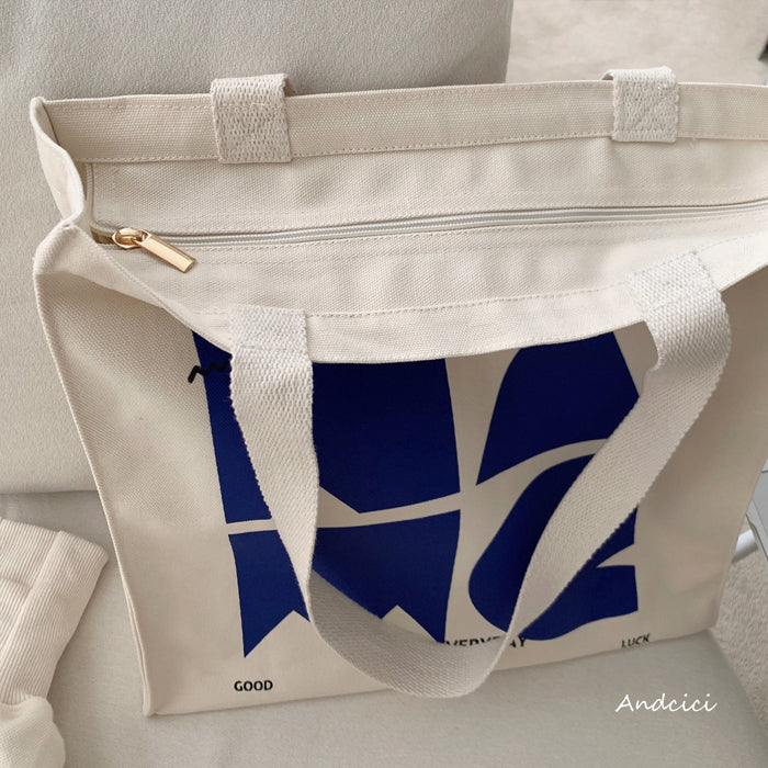 NAME Canvas Tote Bag with Zip - Andcici