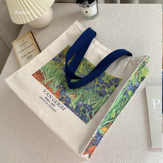 Vincent Van Gogh Irises, 1889 Canvas Tote Bag with Zip - Andcici