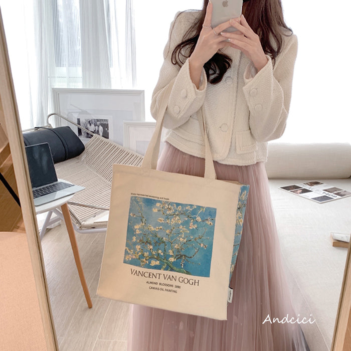 Vincent Van Gogh Almond Blossom, 1890 Canvas Tote Bag with Zip - Andcici