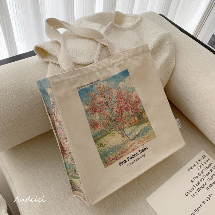 Vincent Van Gogh Pink Peach Trees, 1888 Canvas Tote Bag with Zip - Andcici