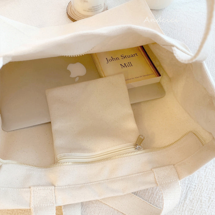 Young, Wild and Free Canvas Tote Bag with Zip - Andcici