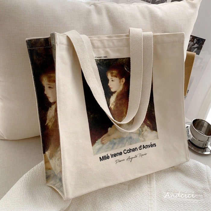 Pierre-Auguste Renoir Mlle Irène Cahen d'Anvers, 1880 Canvas Tote Bag with Zip - Andcici