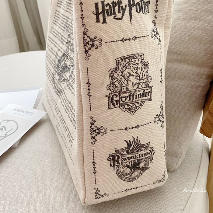 Harry Potter Inspired Hogwarts Tote Bag with Zip - Andcici