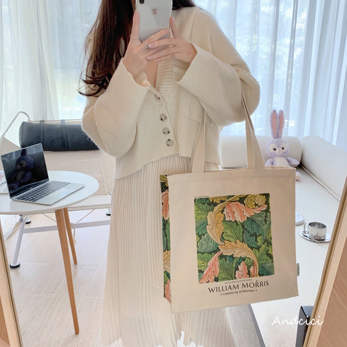 William Morris Acanthus, 1875 Canvas Tote Bag with Zip - Andcici