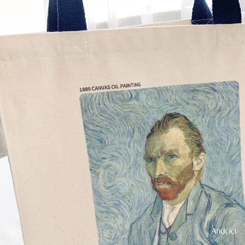 Vincent Van Gogh Self Portrait, 1889 Canvas Tote Bag with Zip - Andcici