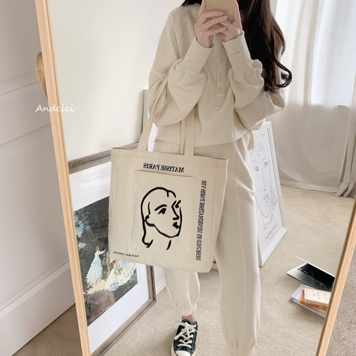 Henri Matisse Nadia au cheveux lisse, 1948 Canvas Tote Bag with Zip - Andcici