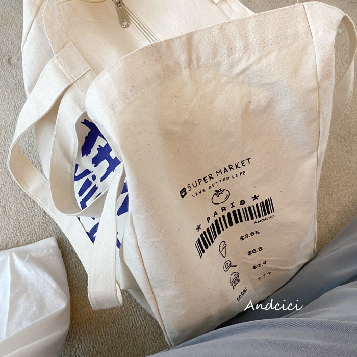 Everything Will Be Ok Canvas Tote Bag with Zip - Andcici