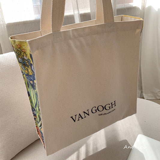 Vincent Van Gogh Irises, 1889 Panel Art Canvas Tote Bag with Zip - Andcici