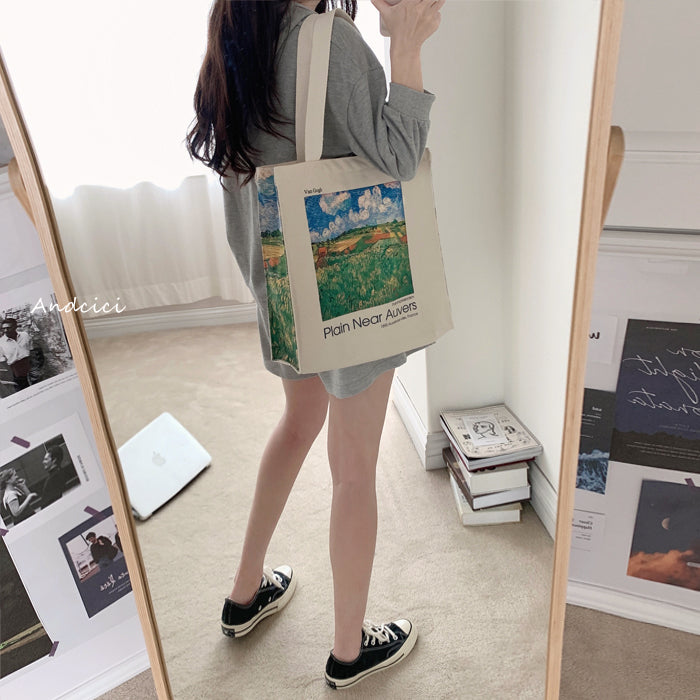 Vincent Van Gogh The Plain Near Auvers, 1890 Canvas Tote Bag with Zip - Andcici
