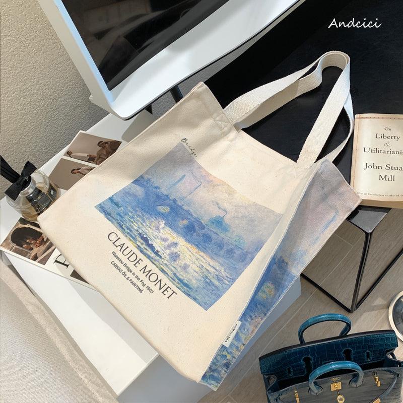 Claude Monet Waterloo Bridge, Effect of Fog, 1903 Canvas Tote Bag with Zip - Andcici