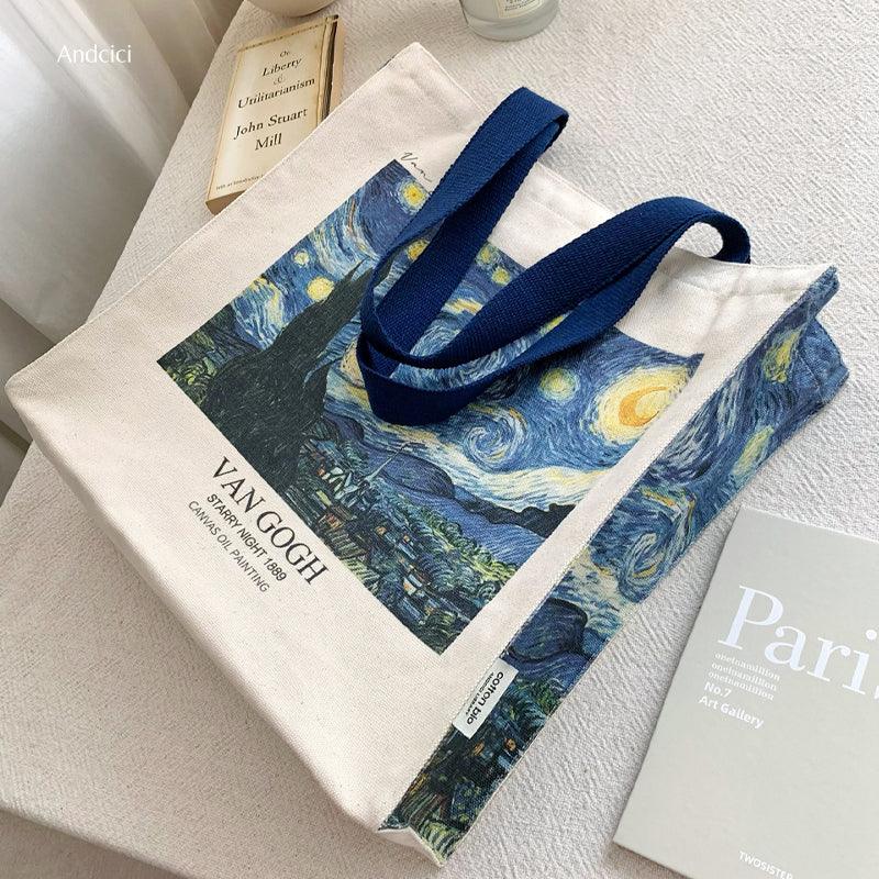 Vincent Van Gogh The Starry Night, 1889 Canvas Tote Bag with Zip - Andcici