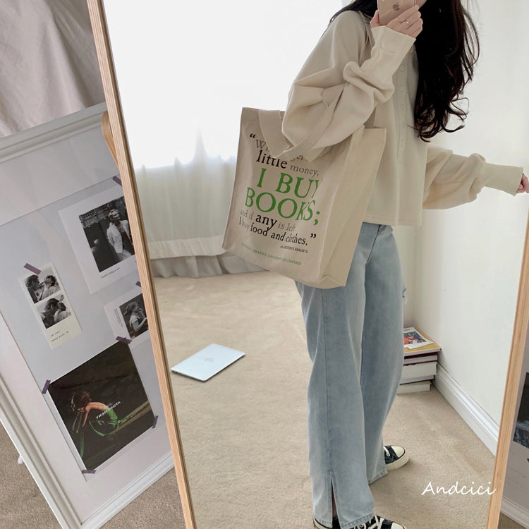 I Buy Books Canvas Tote Bag with Zip - Andcici