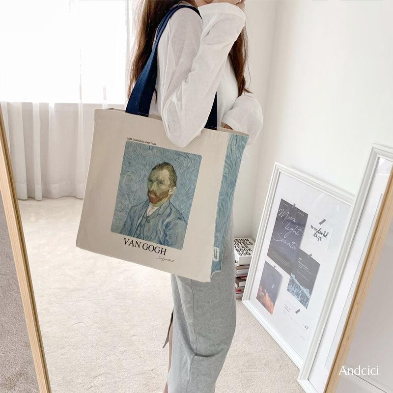 Vincent Van Gogh Self Portrait, 1889 Canvas Tote Bag with Zip - Andcici