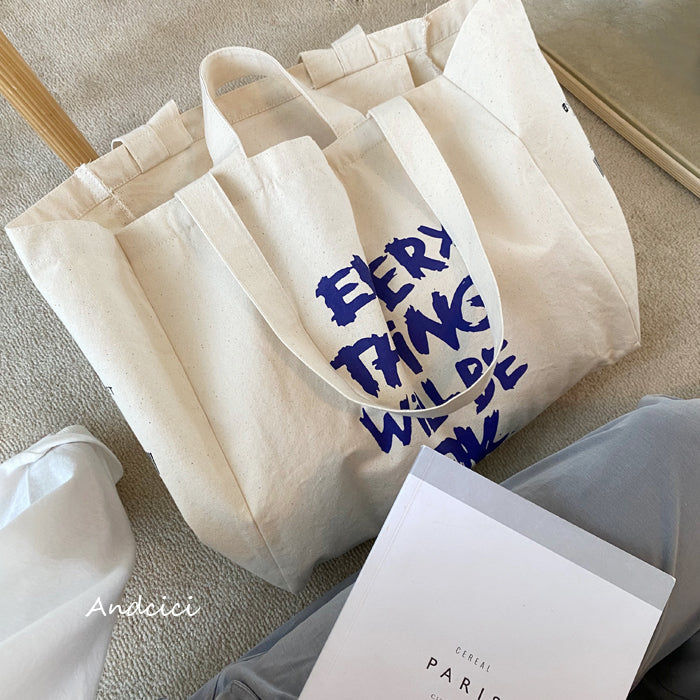 Everything Will Be Ok Canvas Tote Bag with Zip - Andcici