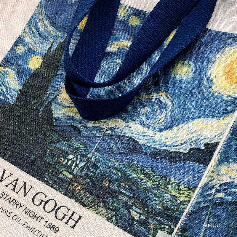 Vincent Van Gogh The Starry Night, 1889 Canvas Tote Bag with Zip - Andcici