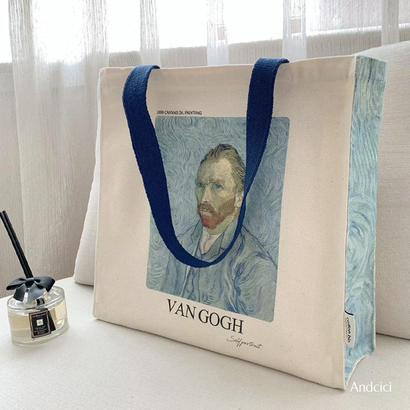 Vincent Van Gogh Self Portrait, 1889 Canvas Tote Bag with Zip - Andcici