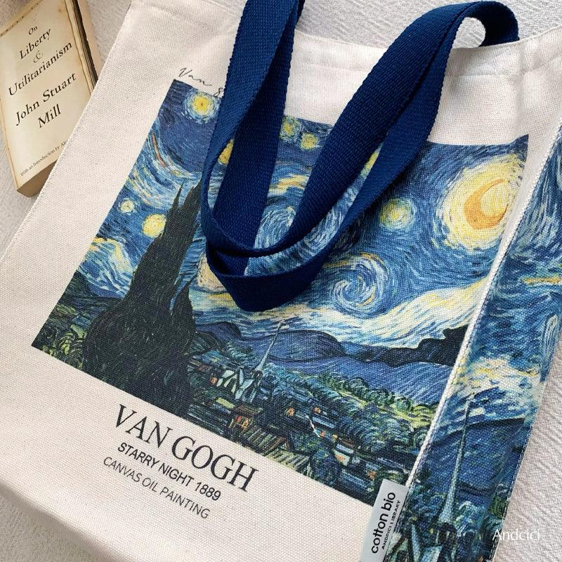 Vincent Van Gogh The Starry Night, 1889 Canvas Tote Bag with Zip - Andcici