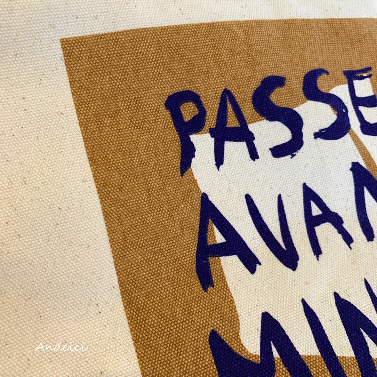 Passe Avant Minuit Canvas Tote Bag with Zip - Andcici