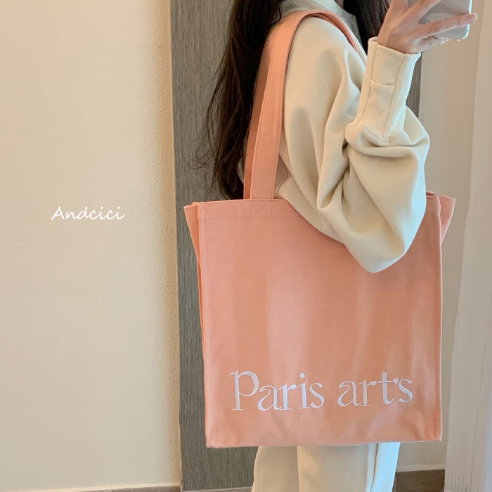 Paris Arts Canvas Tote Bag with Zip - Andcici