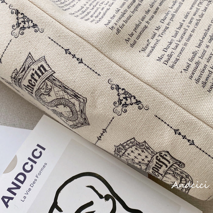 Harry Potter Inspired Hogwarts Tote Bag with Zip - Andcici