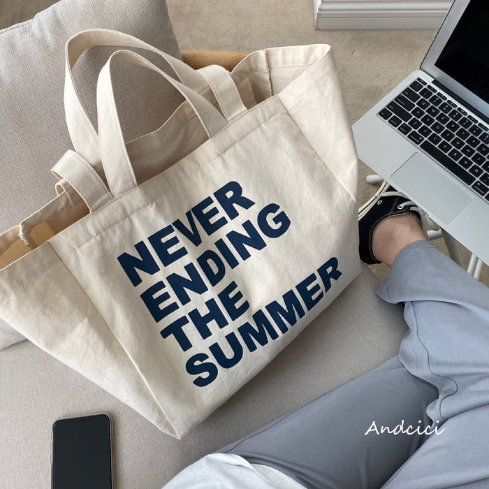 Never Ending Summer Canvas Tote Bag with Zip - Andcici