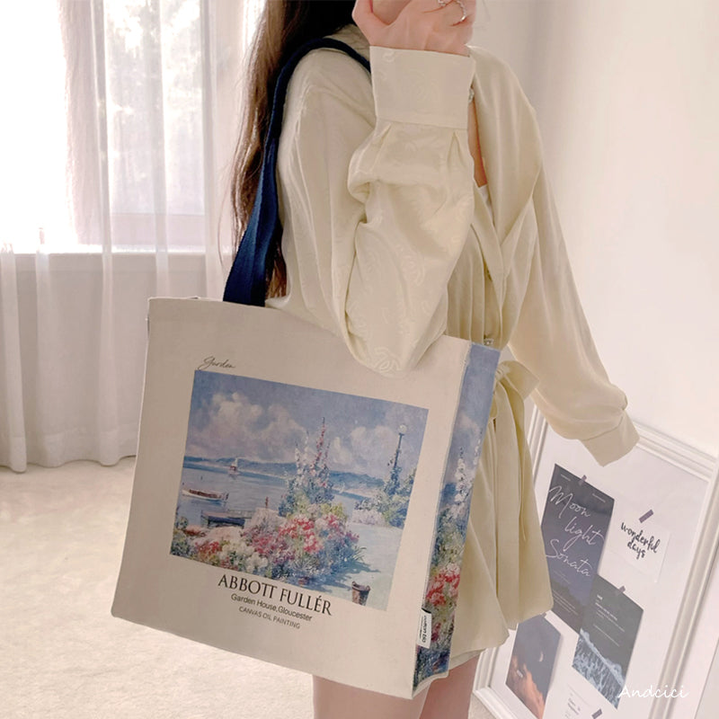 Abbott Fuller Graves Garden House, Gloucester, 1913 Canvas Tote Bag with Zip - Andcici