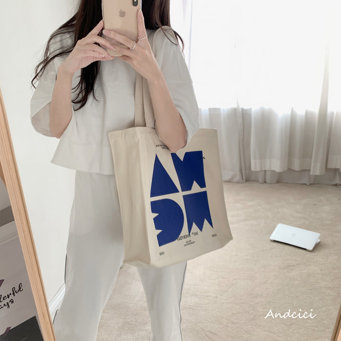 NAME Canvas Tote Bag with Zip - Andcici