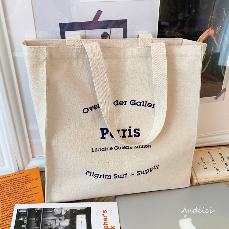 Passe Avant Minuit Canvas Tote Bag with Zip - Andcici