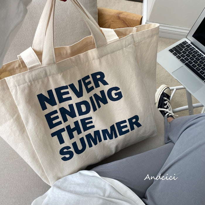 Never Ending Summer Canvas Tote Bag with Zip - Andcici