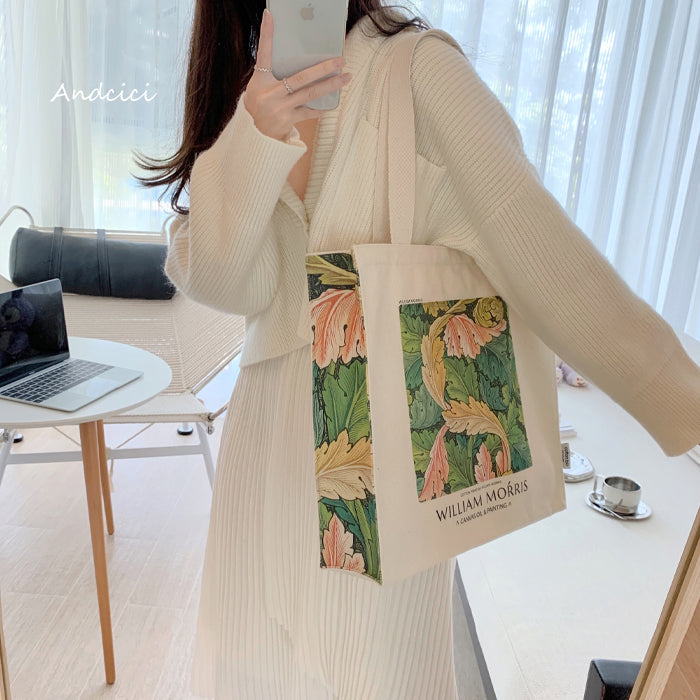 William Morris Acanthus, 1875 Canvas Tote Bag with Zip - Andcici