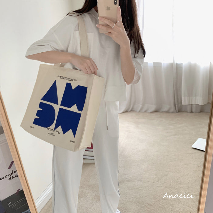 NAME Canvas Tote Bag with Zip - Andcici