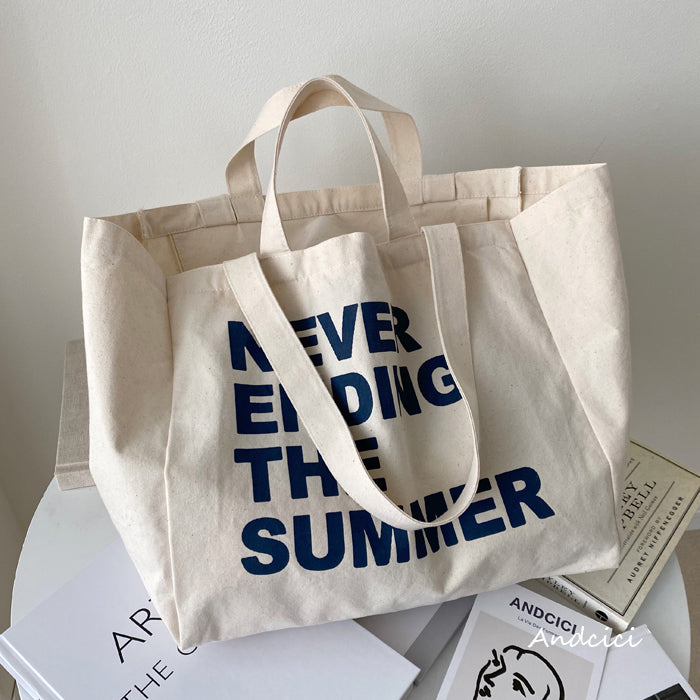 Never Ending Summer Canvas Tote Bag with Zip - Andcici