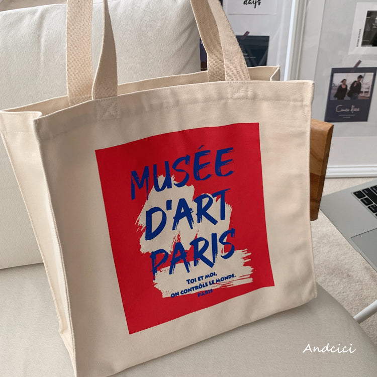 Musée d'Art Paris Canvas Tote Bag with Zip - Andcici