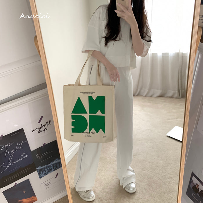 NAME Canvas Tote Bag with Zip - Andcici