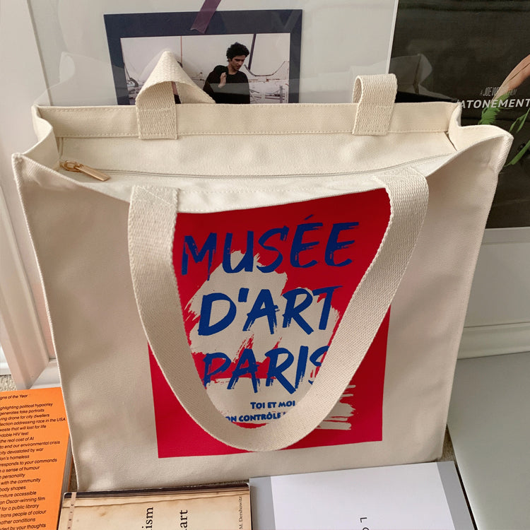 Musée d'Art Paris Canvas Tote Bag with Zip - Andcici