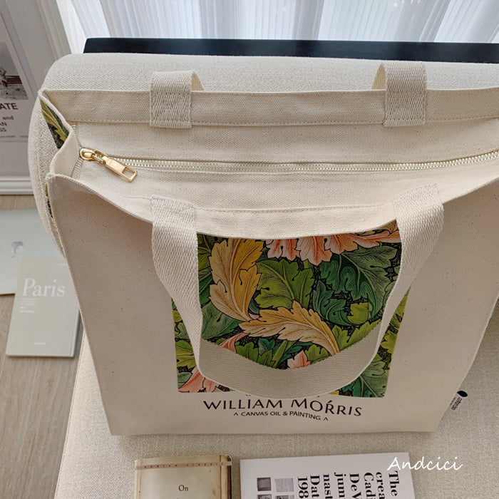 William Morris Acanthus, 1875 Canvas Tote Bag with Zip - Andcici