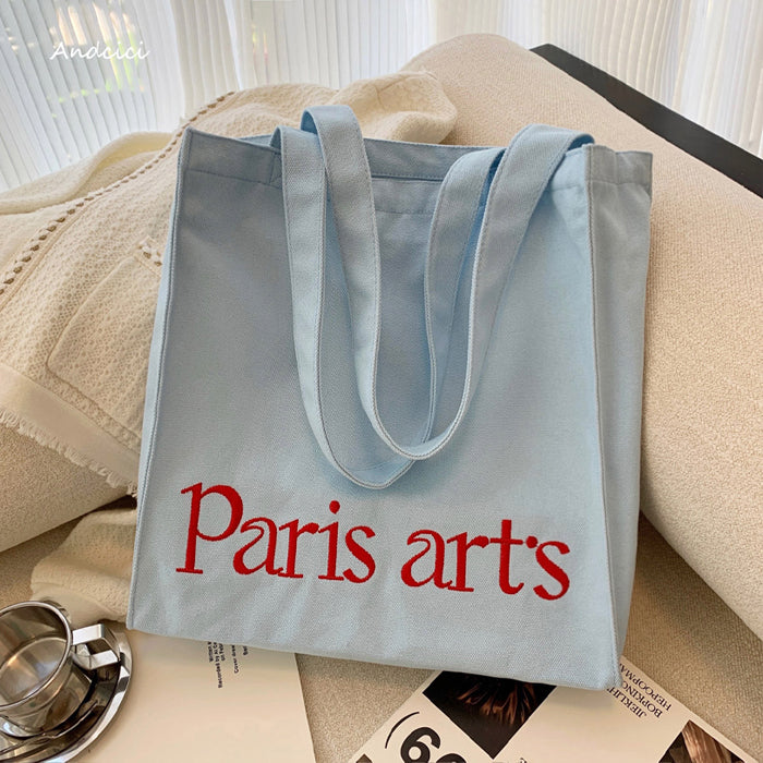 Paris Arts Canvas Tote Bag with Zip - Andcici