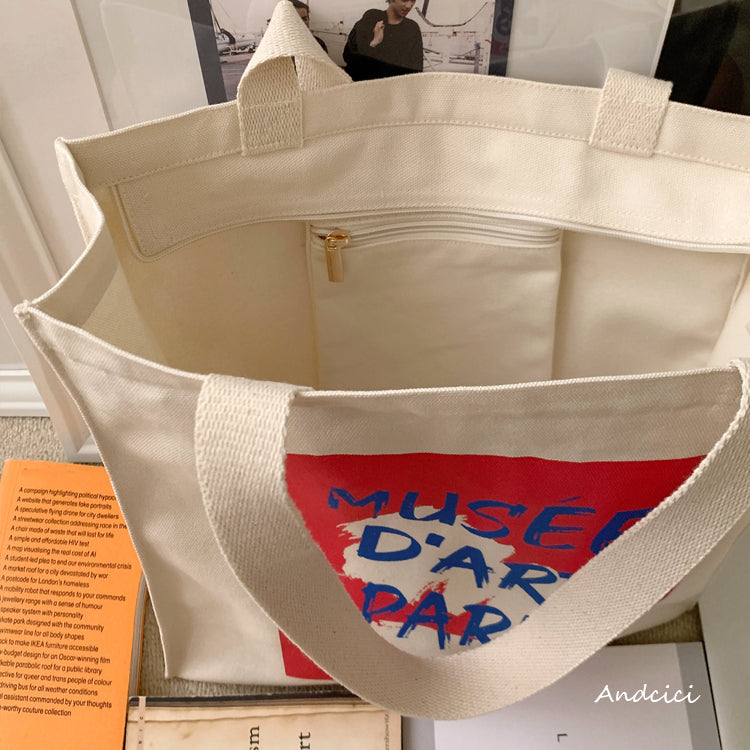 Musée d'Art Paris Canvas Tote Bag with Zip - Andcici