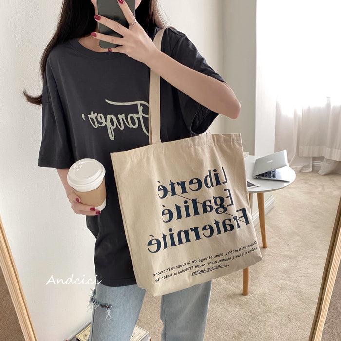 Liberté Egalité, Fraternité Canvas Tote Bag with Zip - Andcici