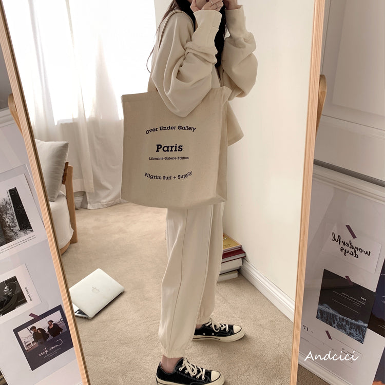 Passe Avant Minuit Canvas Tote Bag with Zip - Andcici