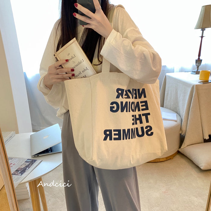 Never Ending Summer Canvas Tote Bag with Zip - Andcici