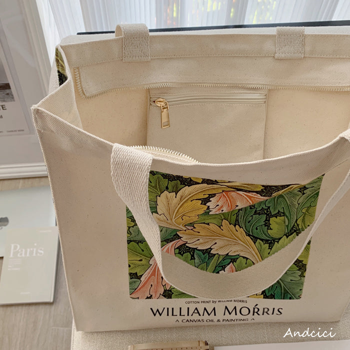 William Morris Acanthus, 1875 Canvas Tote Bag with Zip - Andcici